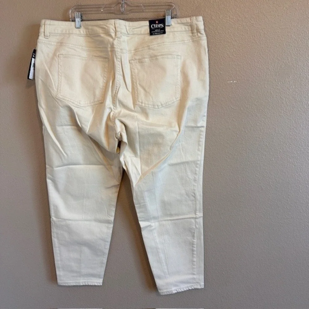 NWT Chaps Women's Natural Cream White Super Stretch Slim Fit Ankle Pants 22W‎